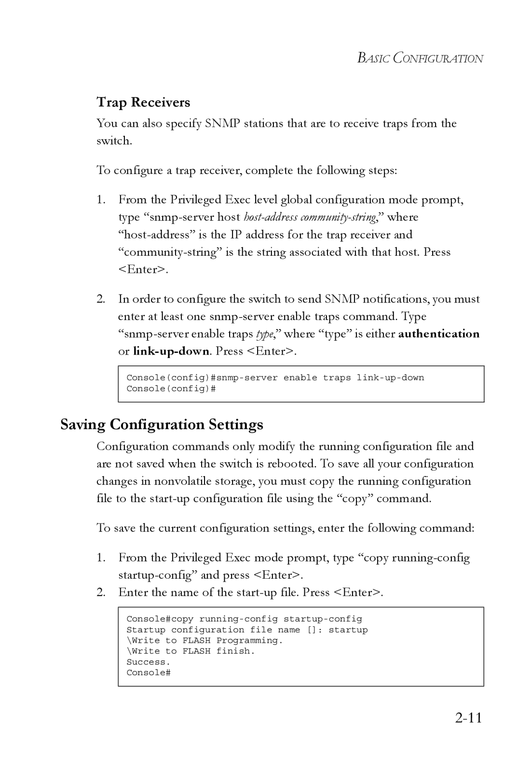 SMC Networks SMC8624/48T manual Saving Configuration Settings, Trap Receivers 