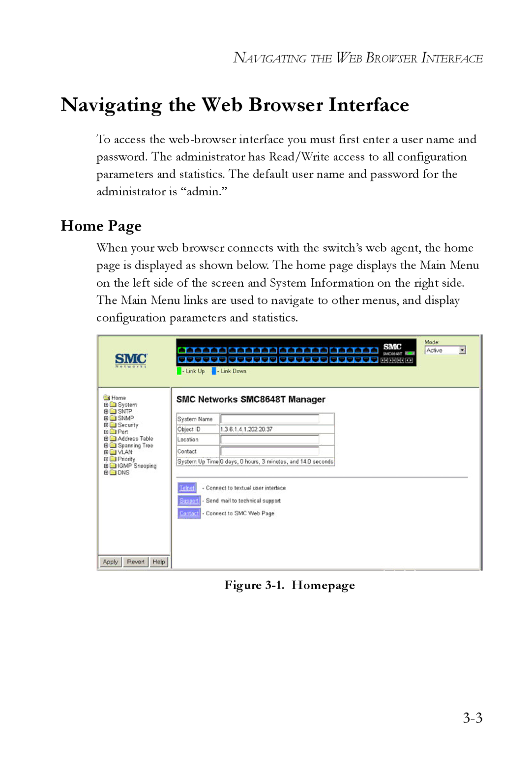 SMC Networks SMC8624/48T manual Navigating the Web Browser Interface, Home 