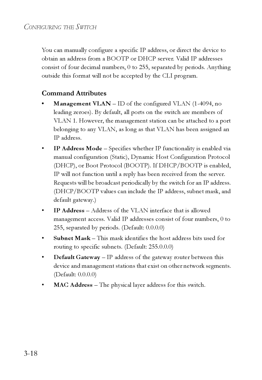 SMC Networks SMC8624/48T manual Command Attributes 