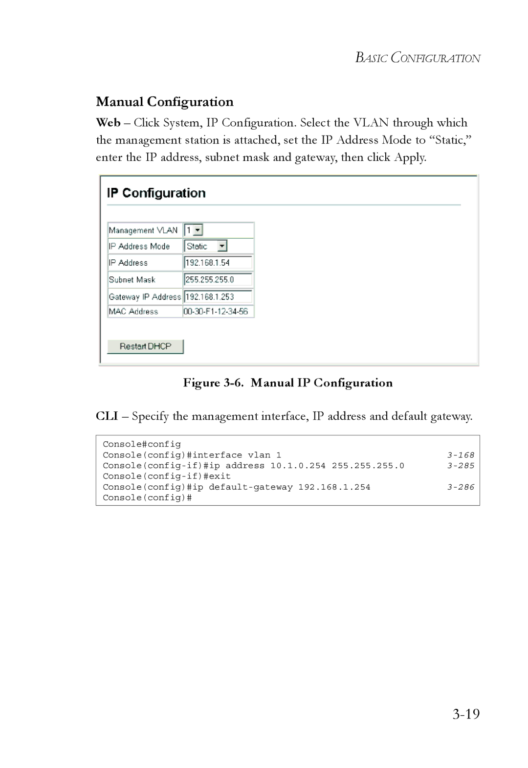 SMC Networks SMC8624/48T manual Manual IP Configuration 