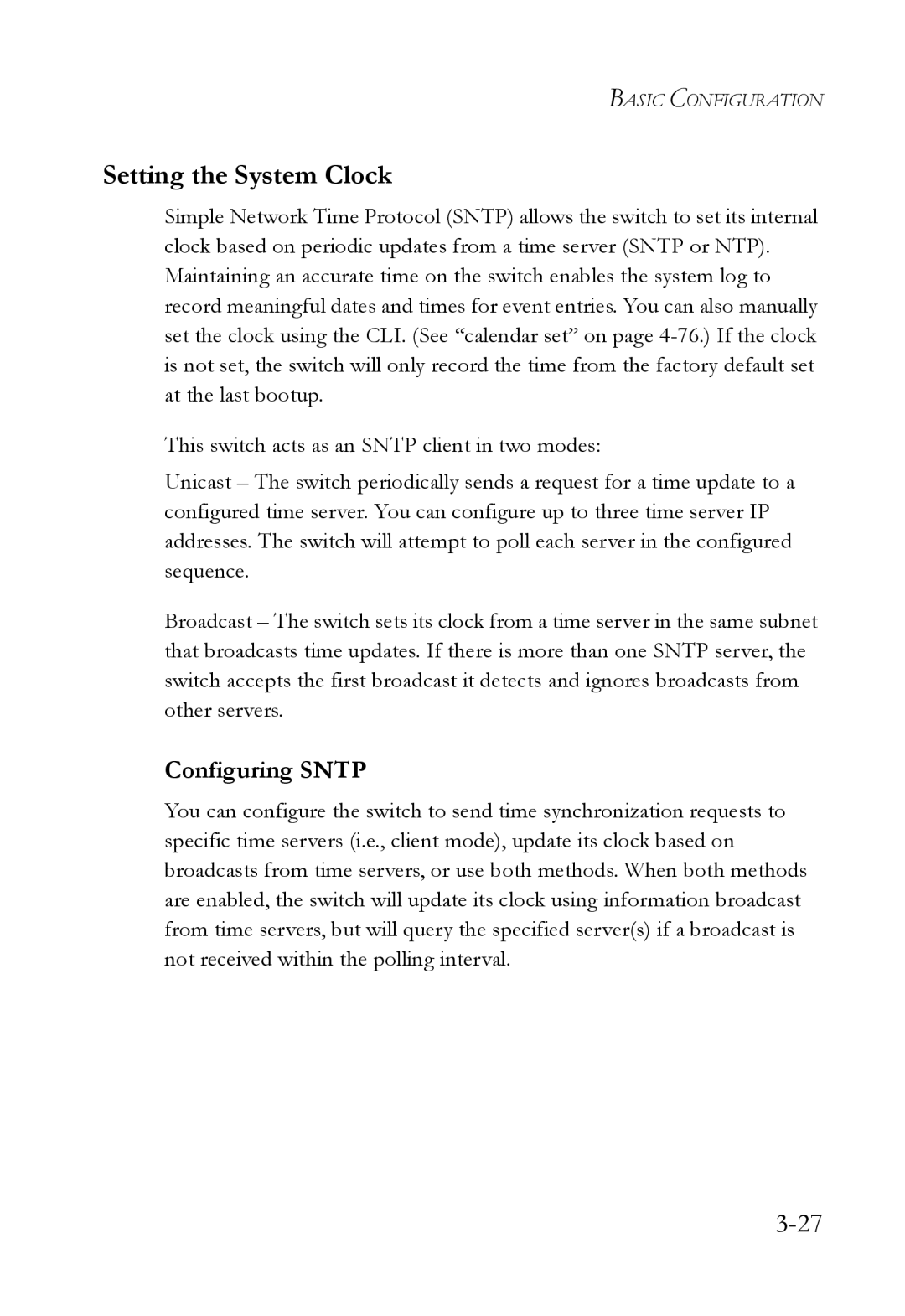 SMC Networks SMC8624/48T manual Setting the System Clock, Configuring Sntp 