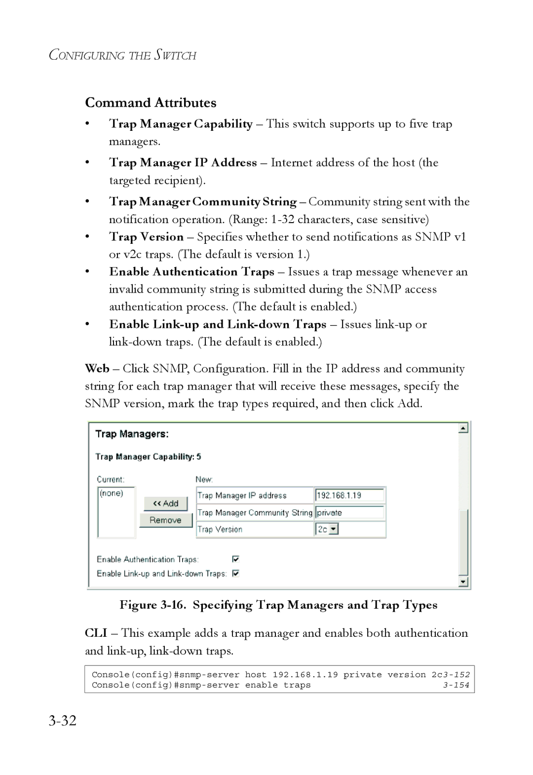 SMC Networks SMC8624/48T manual Specifying Trap Managers and Trap Types 