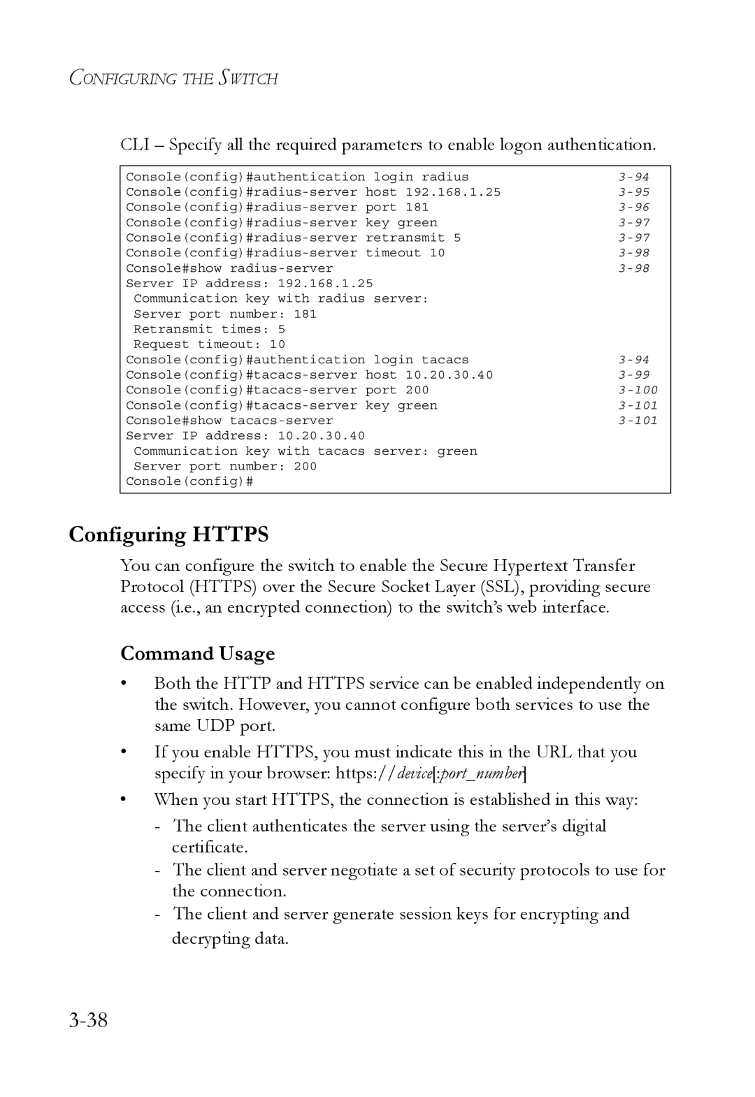 SMC Networks SMC8624/48T manual Configuring Https, Command Usage 