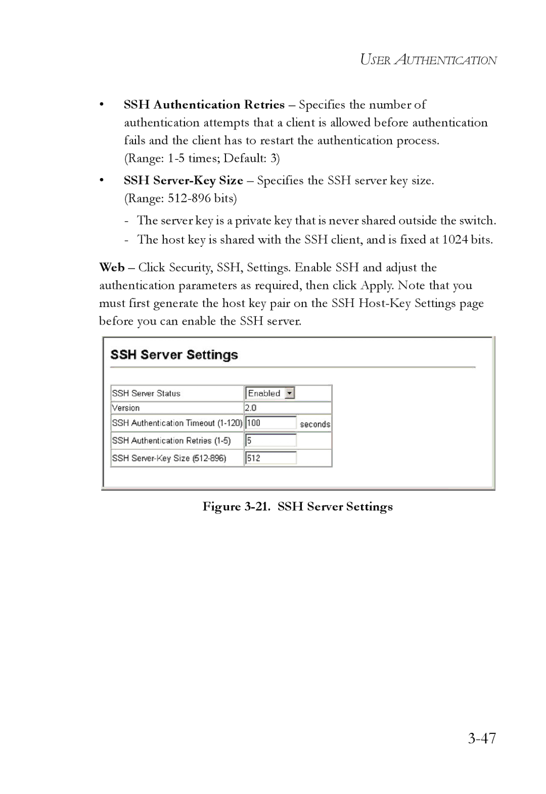 SMC Networks SMC8624/48T manual SSH Server Settings 