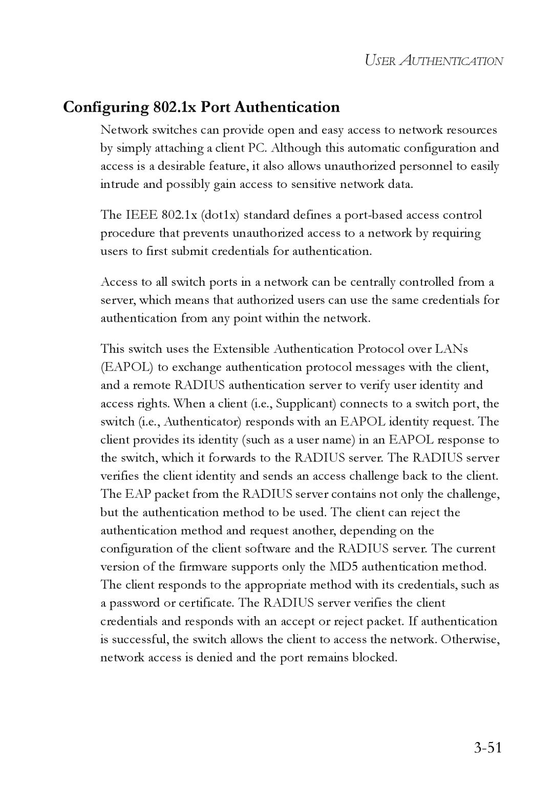 SMC Networks SMC8624/48T manual Configuring 802.1x Port Authentication 