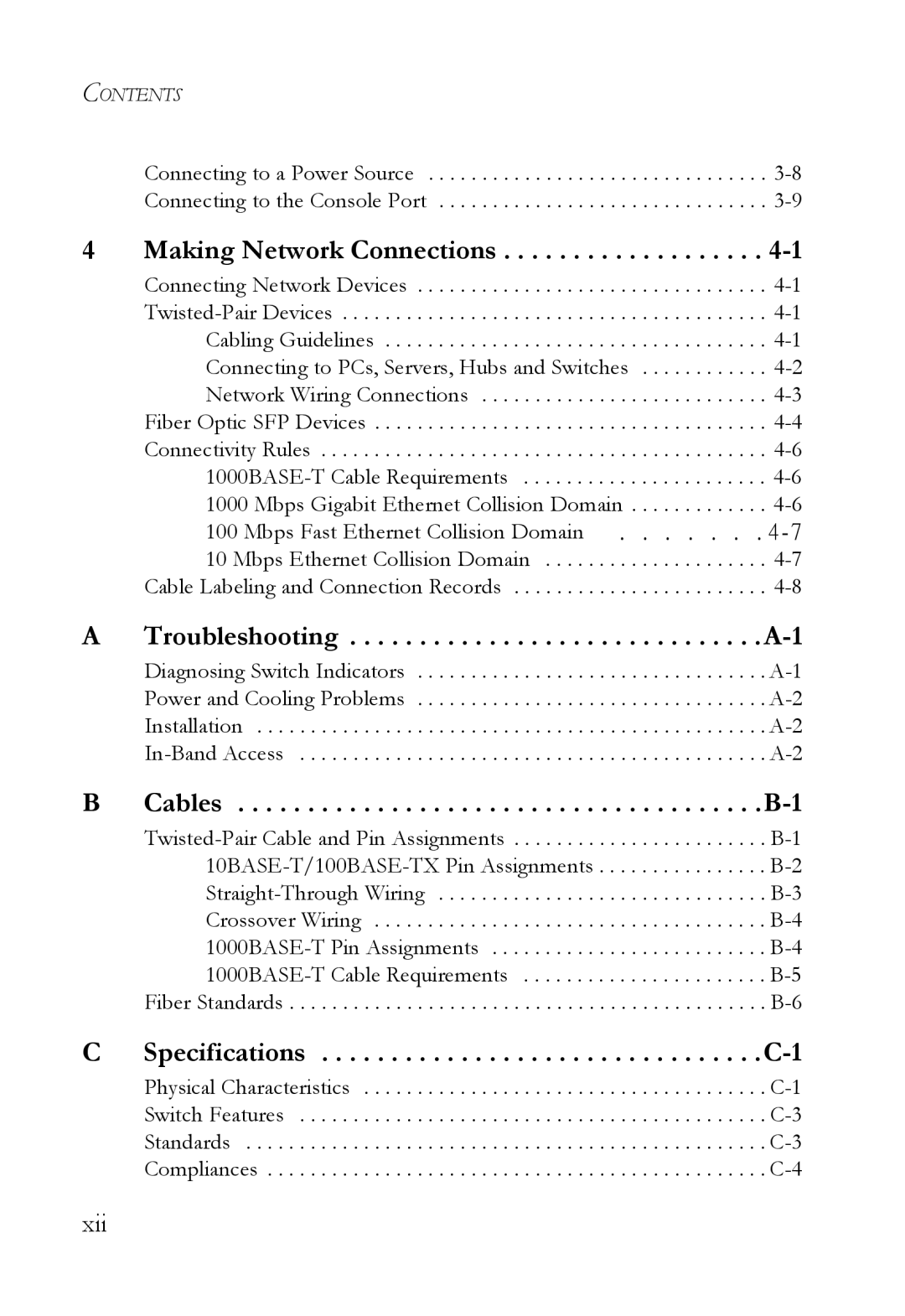 SMC Networks SMC8624T manual Making Network Connections, Xii 