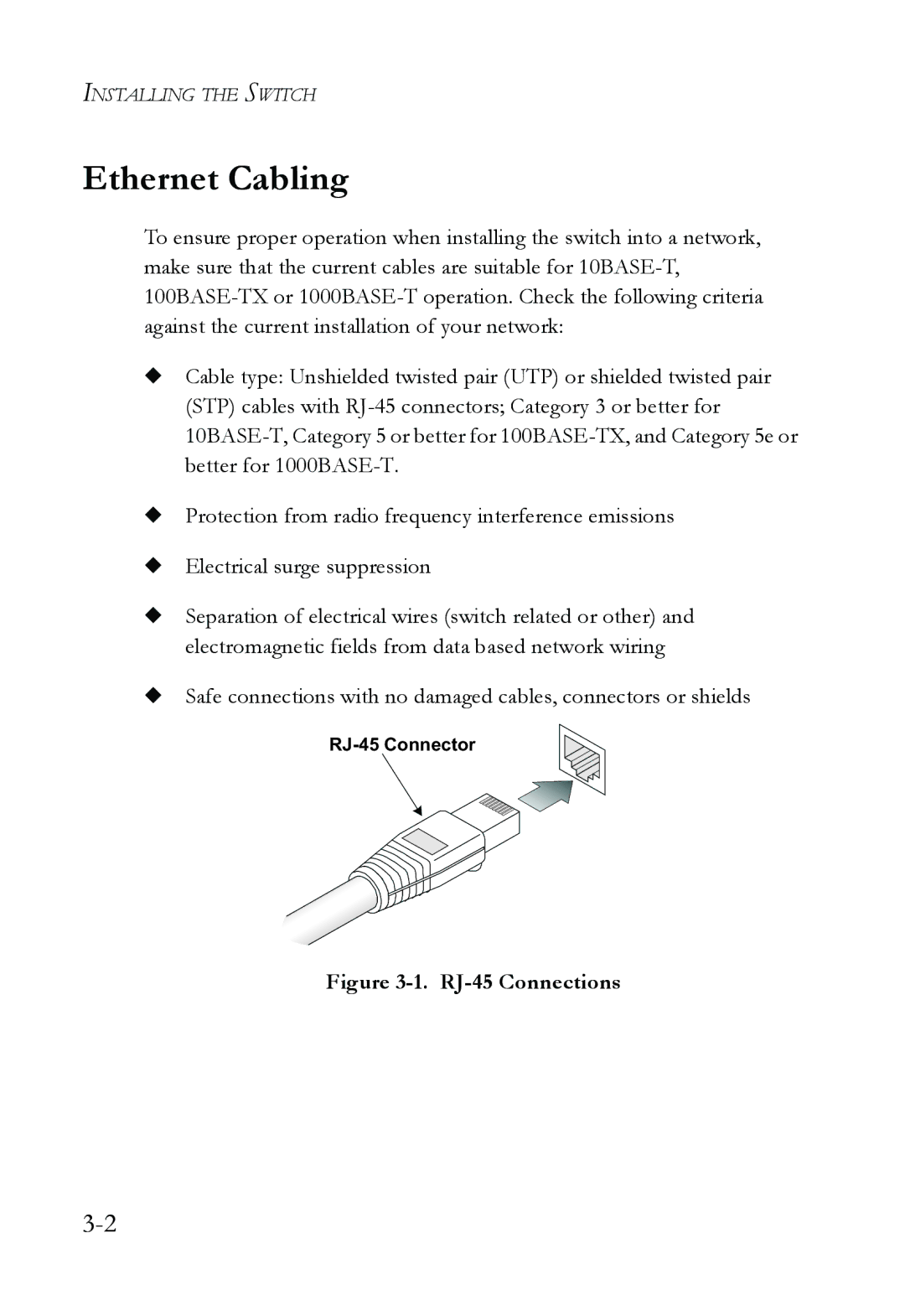 SMC Networks SMC8624T manual Ethernet Cabling, RJ-45 Connections 