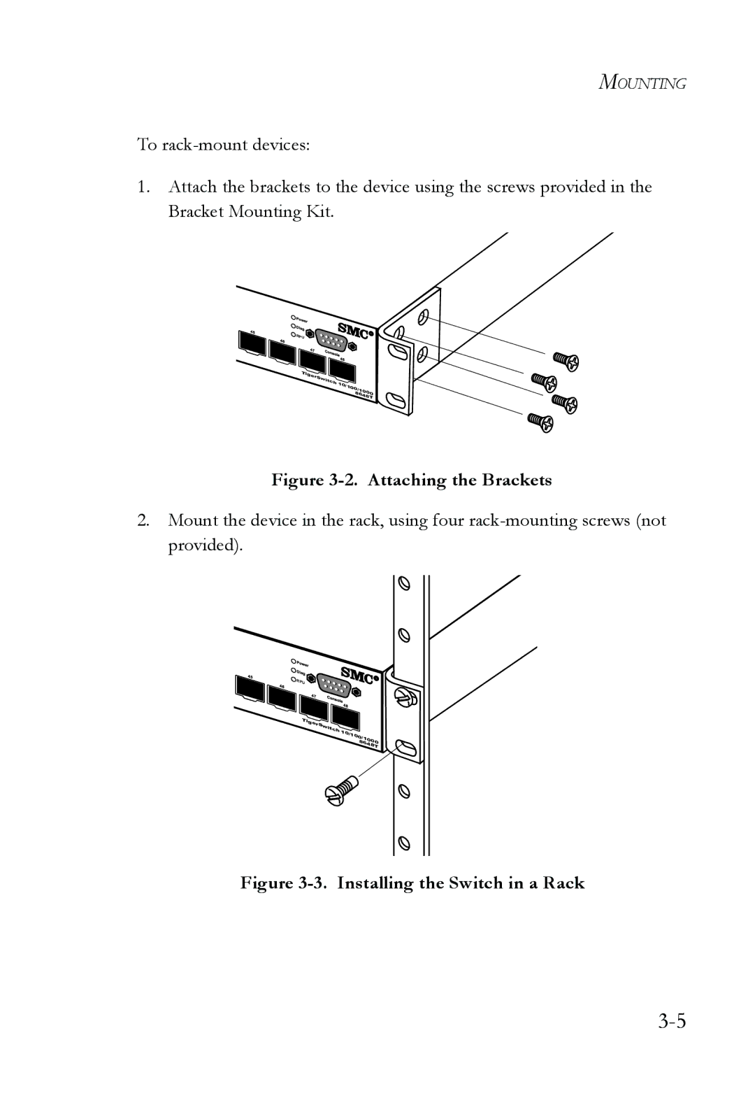 SMC Networks SMC8624T manual Attaching the Brackets 