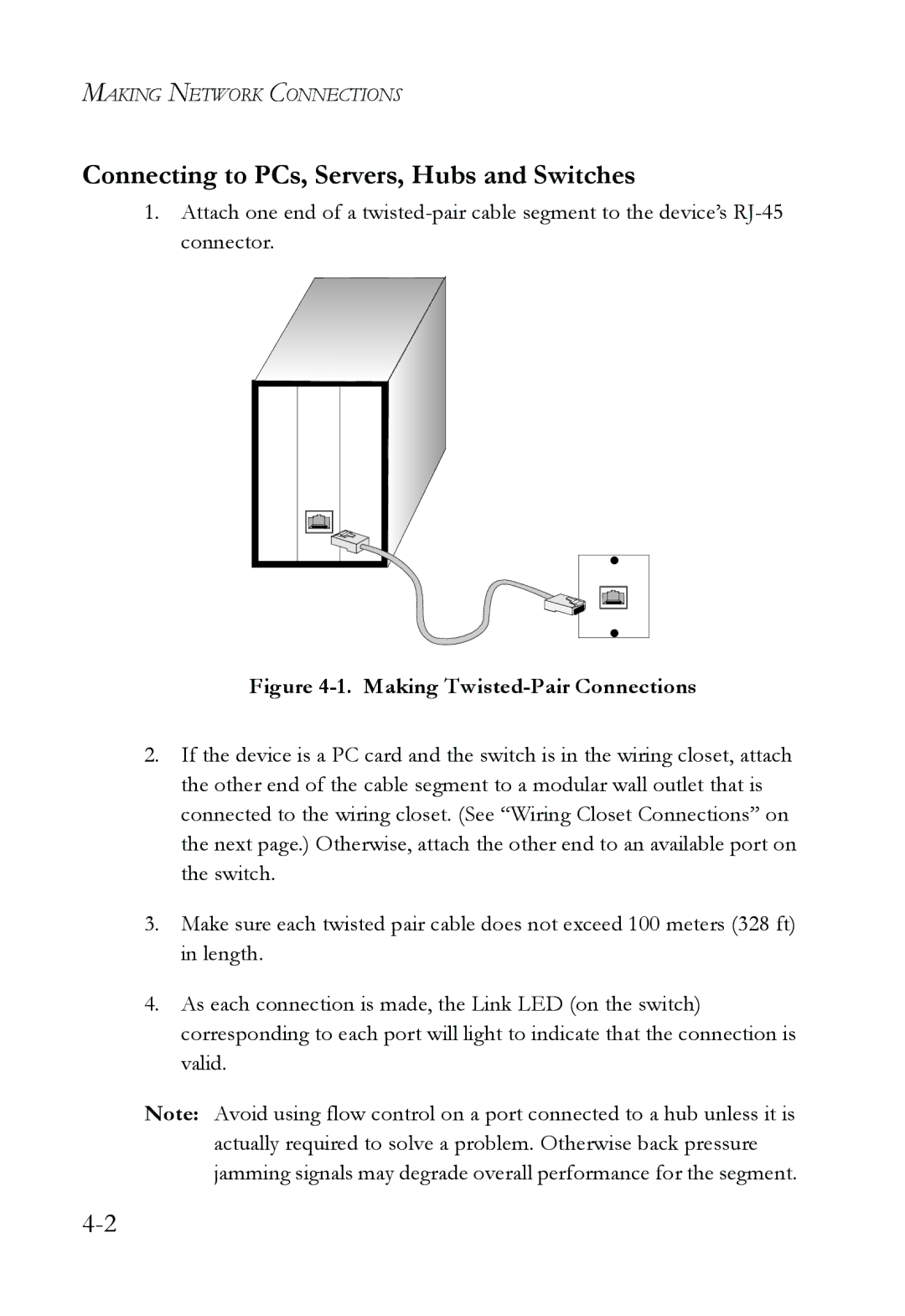 SMC Networks SMC8624T manual Connecting to PCs, Servers, Hubs and Switches, Making Twisted-Pair Connections 