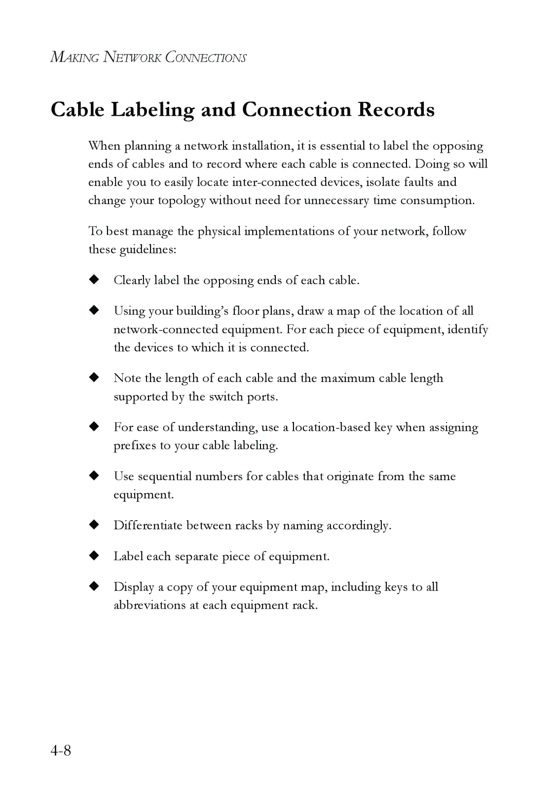 SMC Networks SMC8624T manual Cable Labeling and Connection Records 