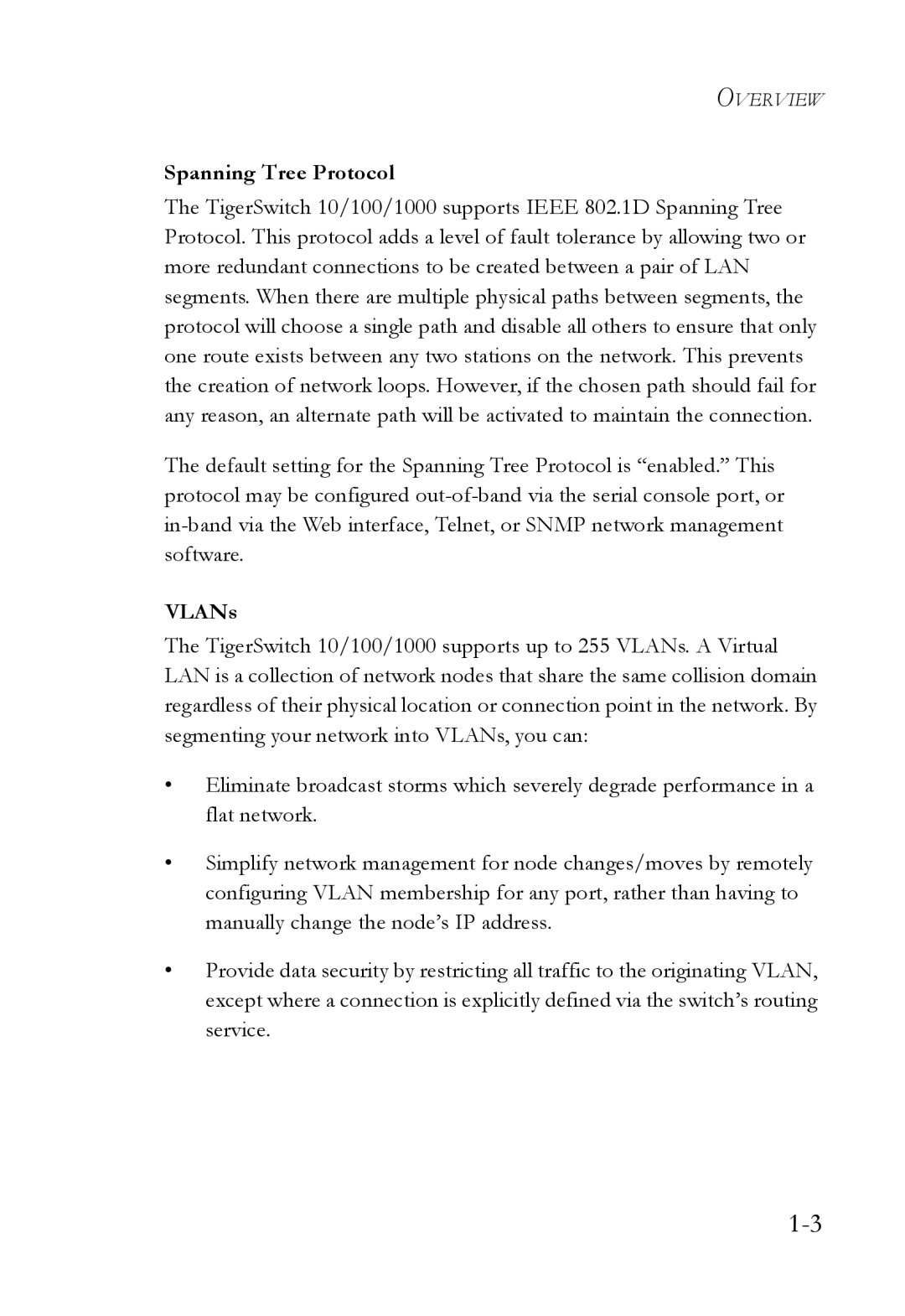 SMC Networks SMC8624T manual Spanning Tree Protocol, VLANs 