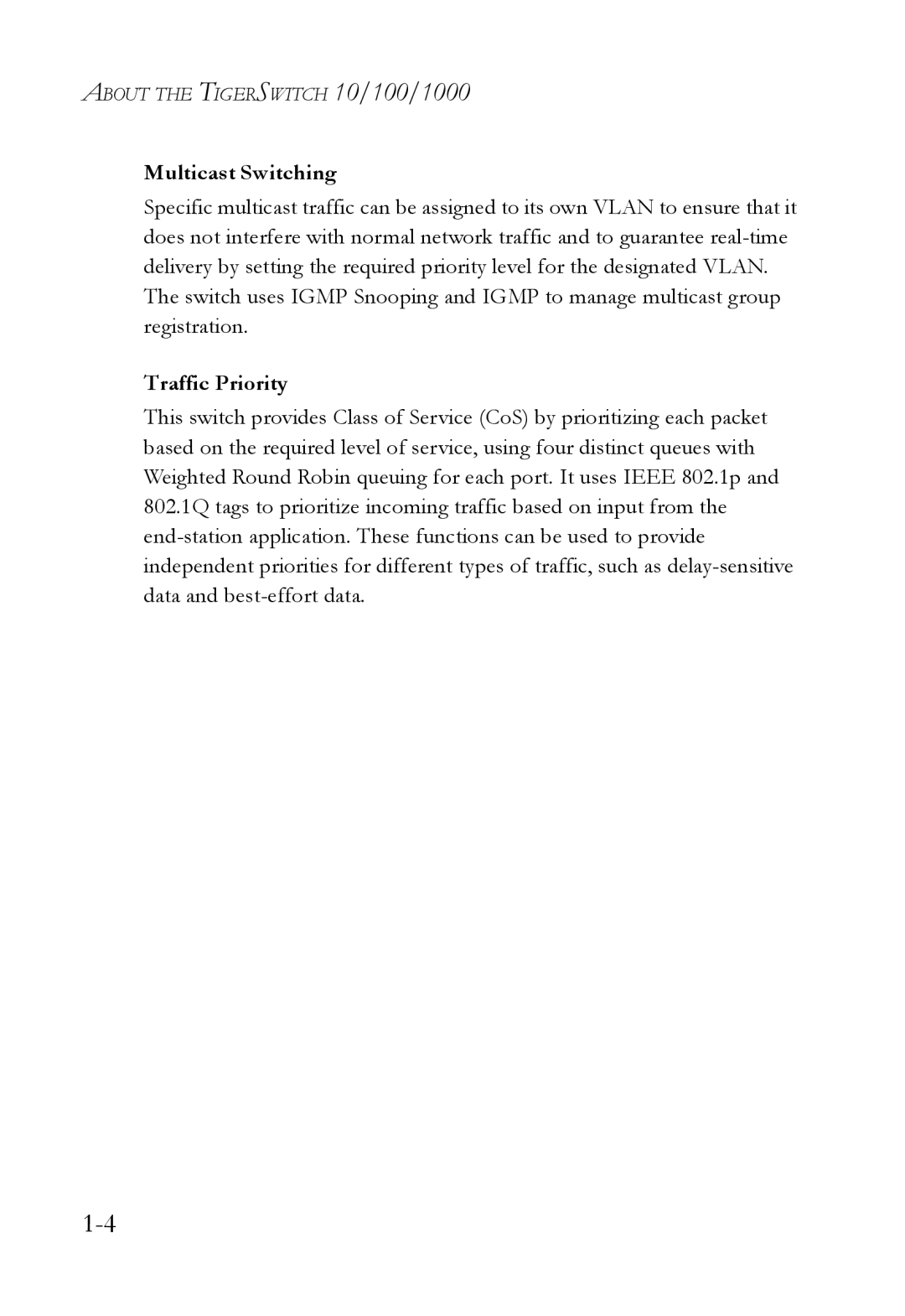 SMC Networks SMC8624T manual Multicast Switching, Traffic Priority 