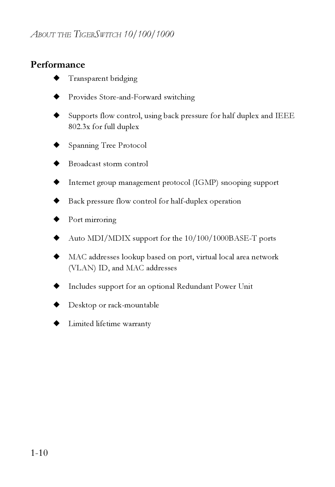 SMC Networks SMC8624T manual Performance 