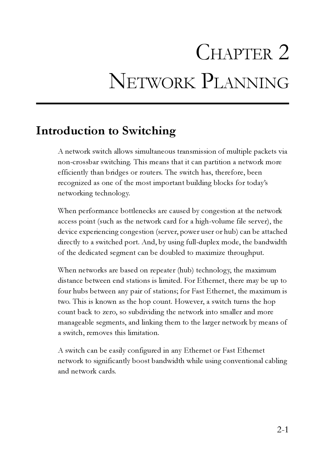 SMC Networks SMC8624T manual Chapter Network Planning, Introduction to Switching 