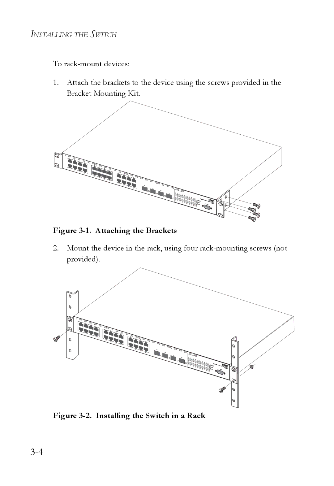 SMC Networks SMC8624T manual Attaching the Brackets 