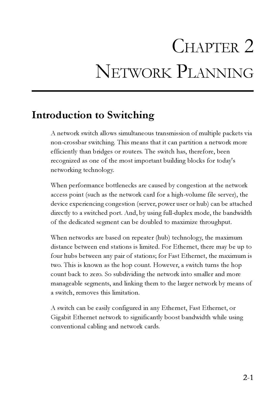 SMC Networks SMC8624T manual Chapter Network Planning, Introduction to Switching 