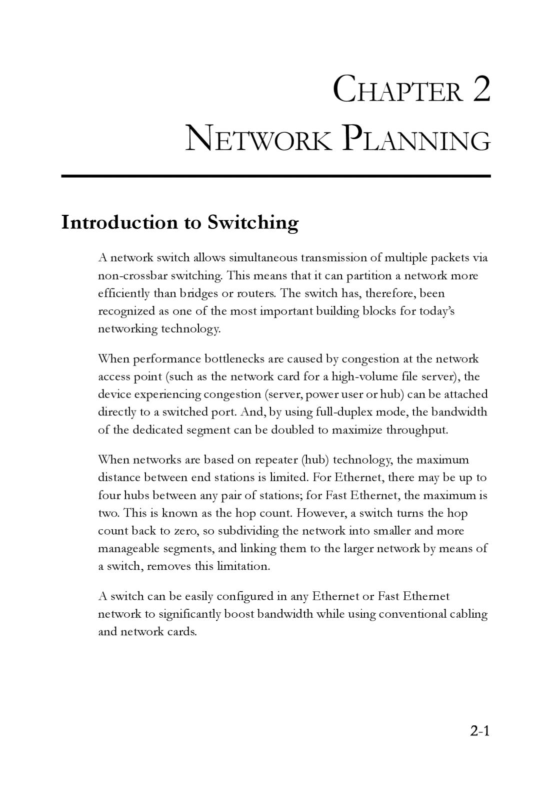 SMC Networks SMC8624T manual Chapter Network Planning, Introduction to Switching 