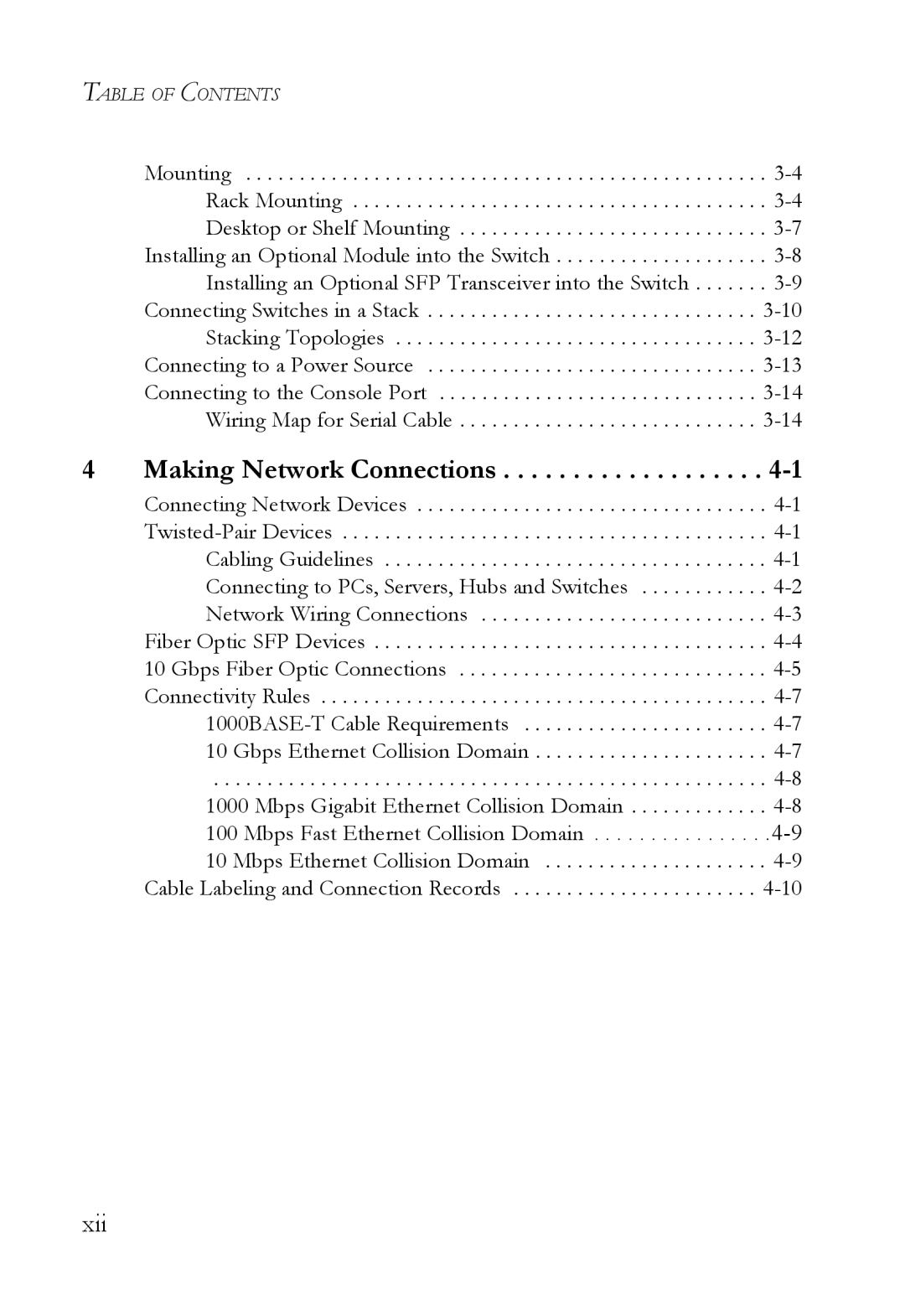 SMC Networks SMC8724ML3, SMC8748ML3 manual Making Network Connections, Xii 