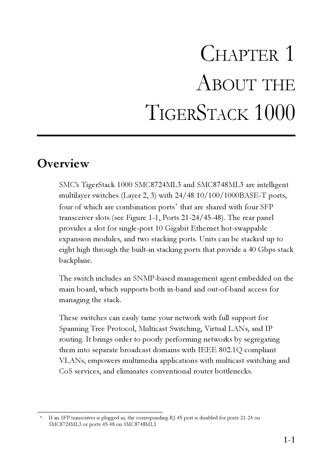 SMC Networks SMC8748ML3, SMC8724ML3 manual Chapter About Tigerstack, Overview 