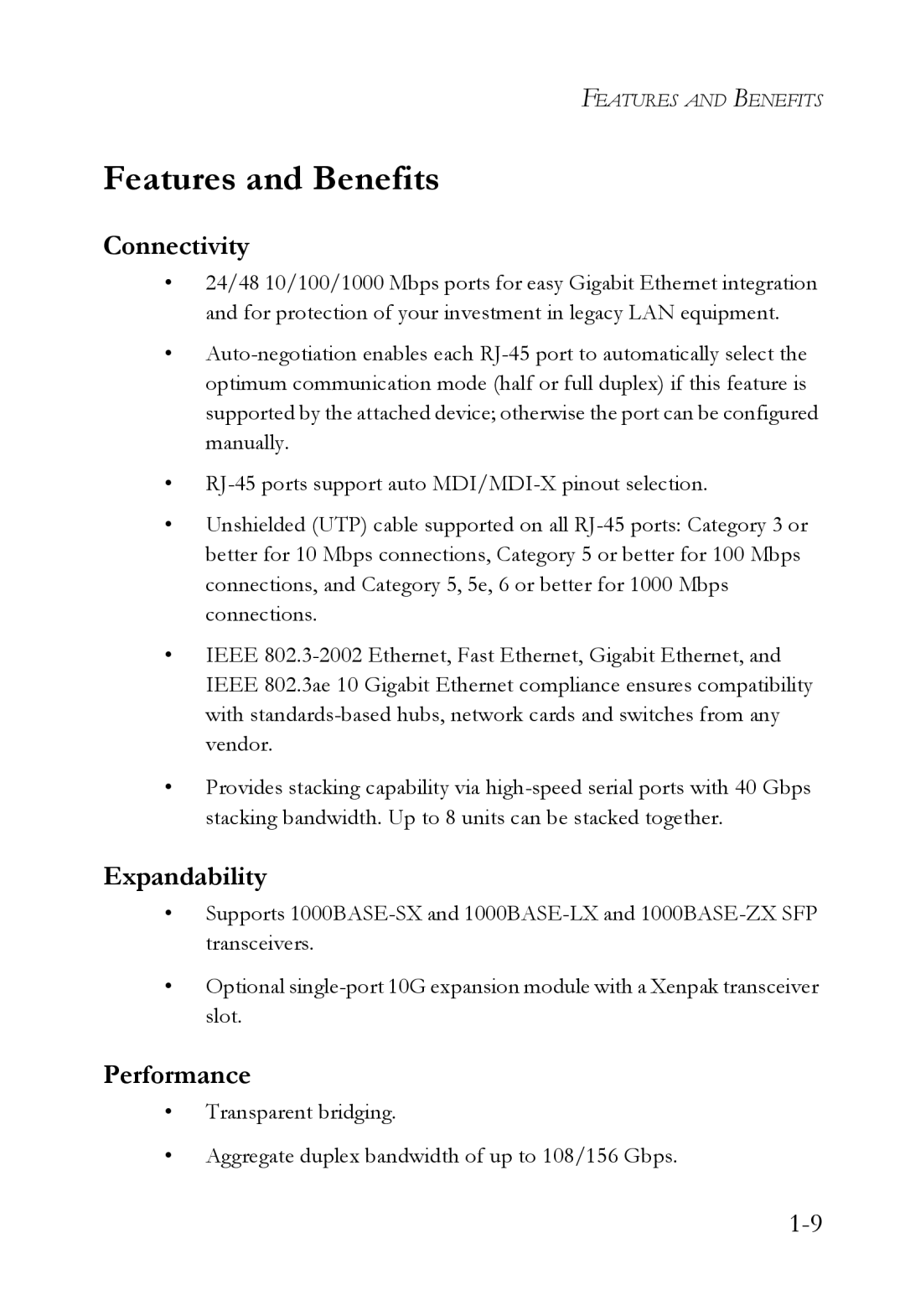 SMC Networks SMC8748ML3, SMC8724ML3 manual Features and Benefits, Connectivity, Expandability, Performance 