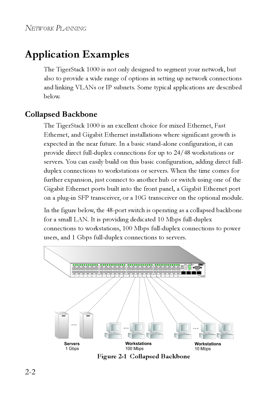 SMC Networks SMC8724ML3, SMC8748ML3 manual Application Examples, Collapsed Backbone 