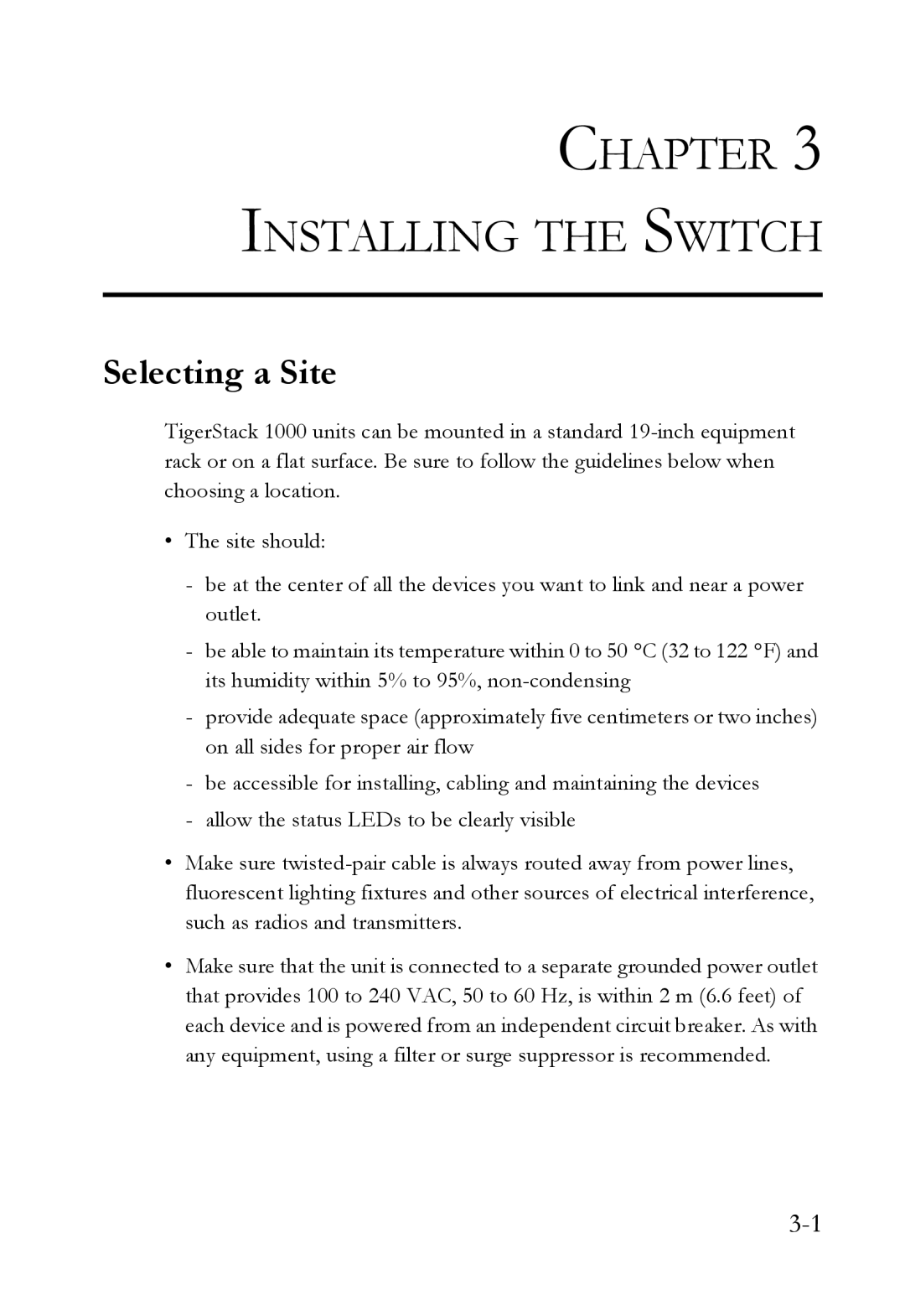 SMC Networks SMC8748ML3, SMC8724ML3 manual Installing the Switch, Selecting a Site 