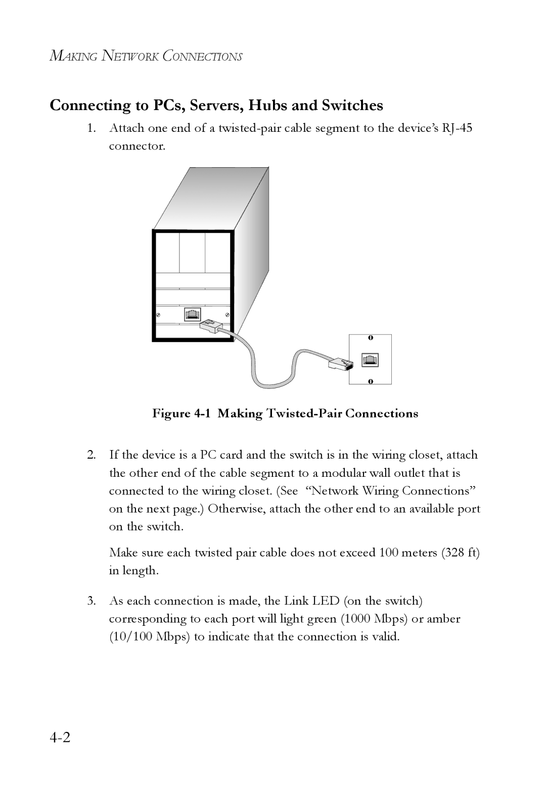 SMC Networks SMC8724ML3, SMC8748ML3 manual Connecting to PCs, Servers, Hubs and Switches, Making Twisted-Pair Connections 