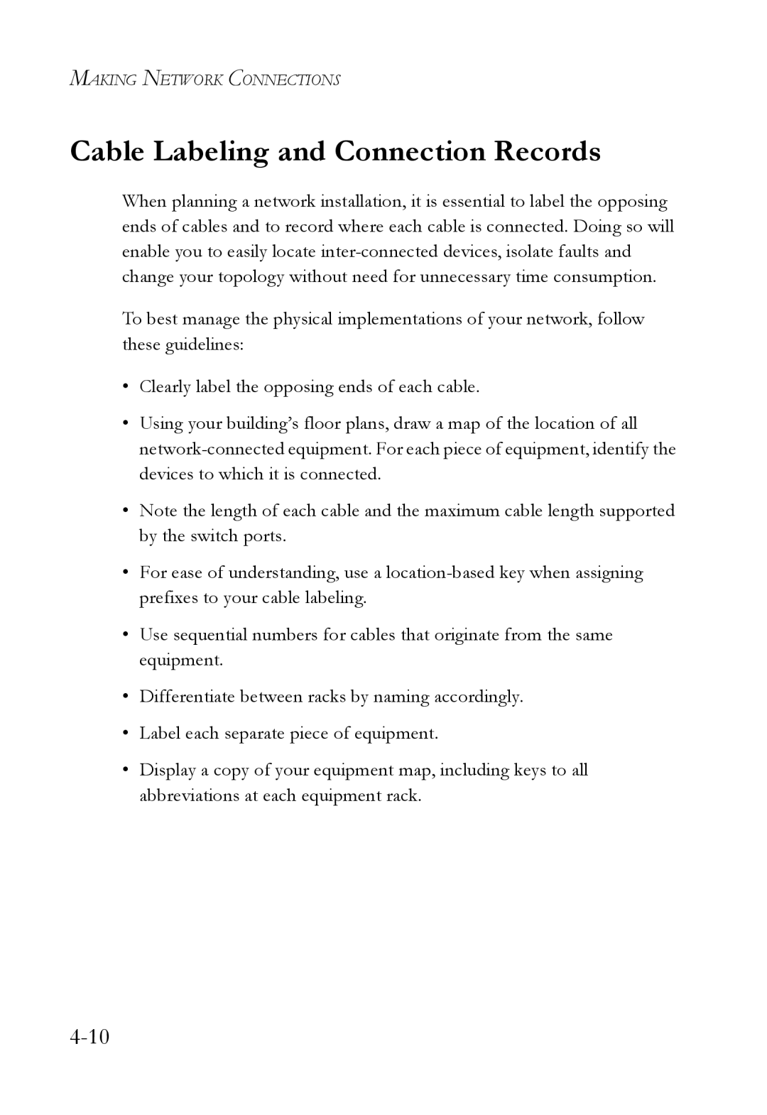 SMC Networks SMC8724ML3, SMC8748ML3 manual Cable Labeling and Connection Records 