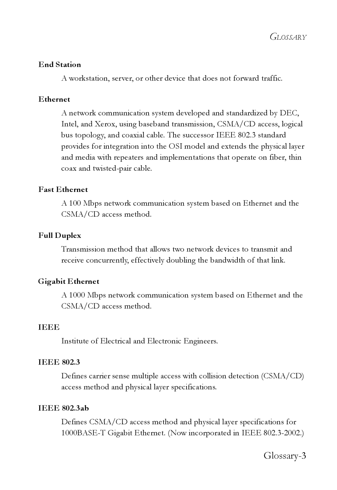 SMC Networks SMC8748ML3, SMC8724ML3 manual Glossary-3 