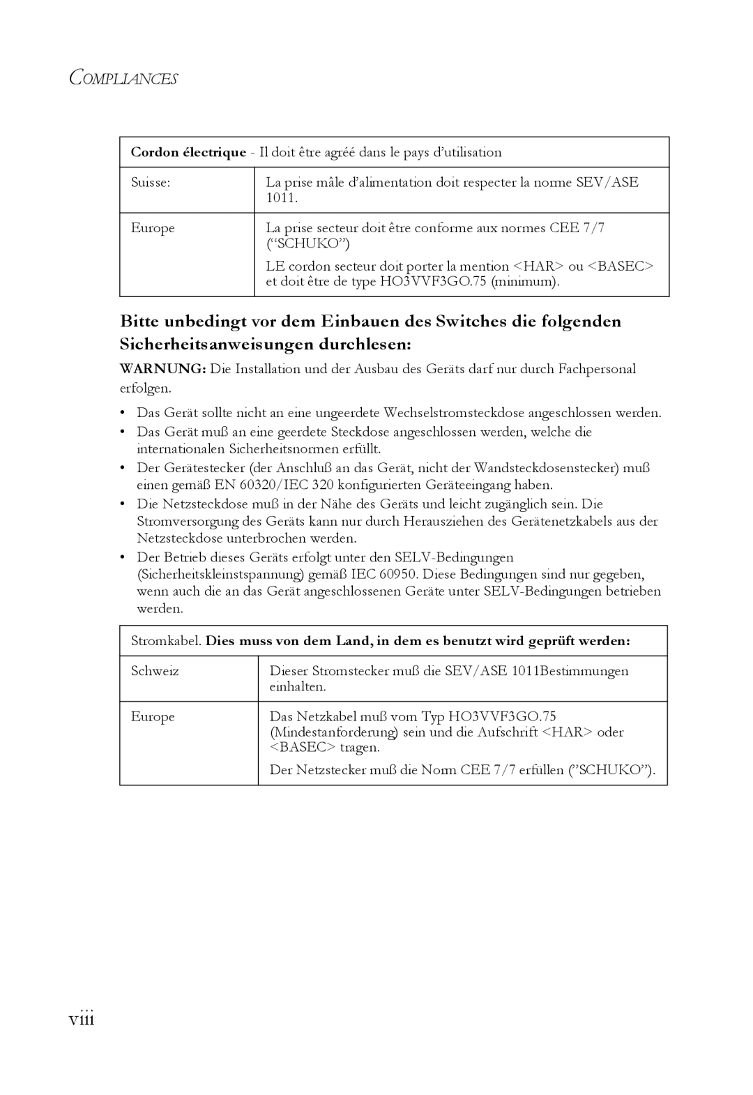 SMC Networks SMC8848M manual Viii, Schuko 