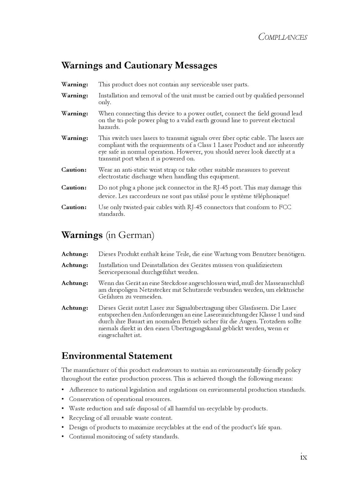 SMC Networks SMC8848M manual Environmental Statement 