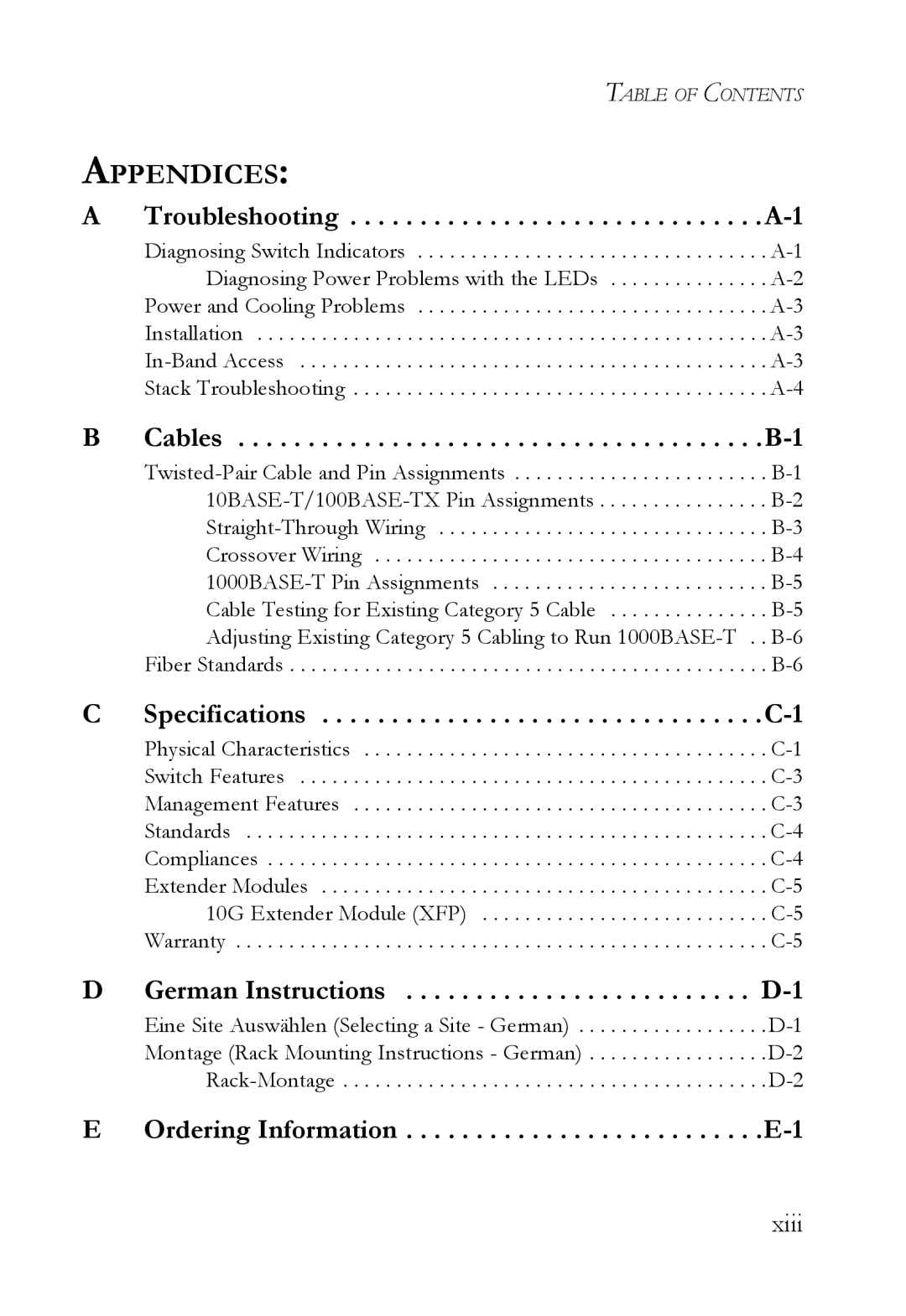 SMC Networks SMC8848M manual Appendices, Xiii 