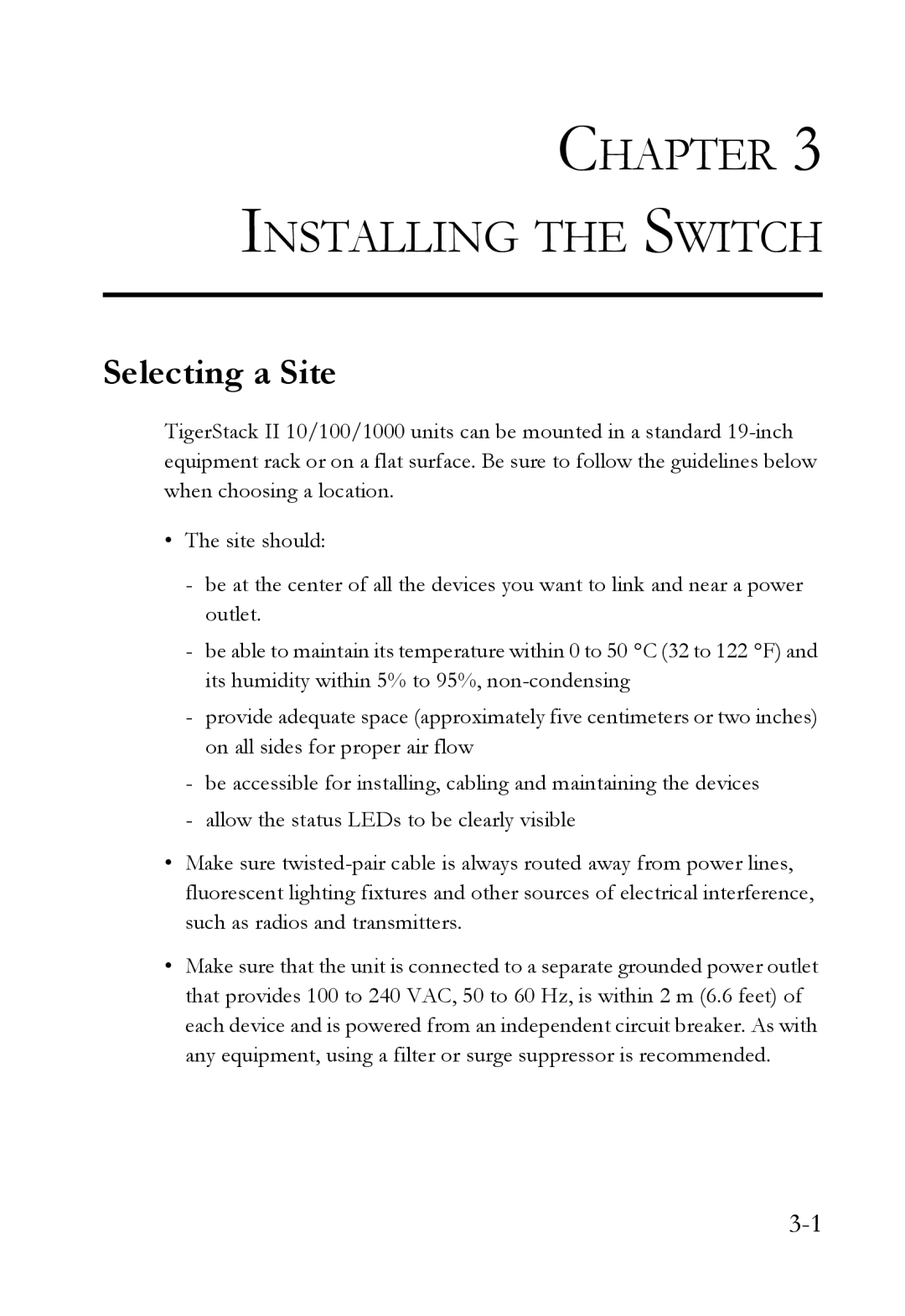 SMC Networks SMC8848M manual Installing the Switch, Selecting a Site 