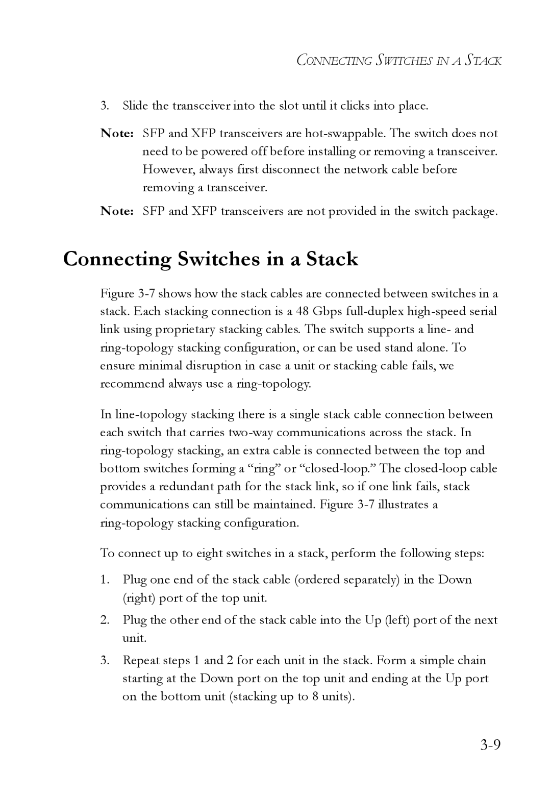 SMC Networks SMC8848M manual Connecting Switches in a Stack 