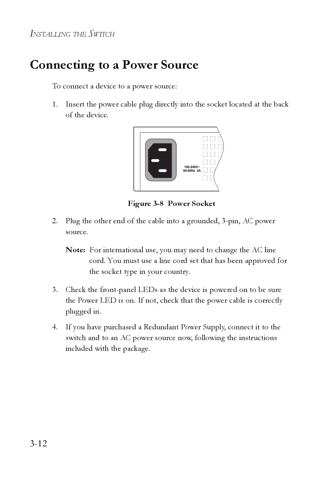 SMC Networks SMC8848M manual Connecting to a Power Source, Power Socket 