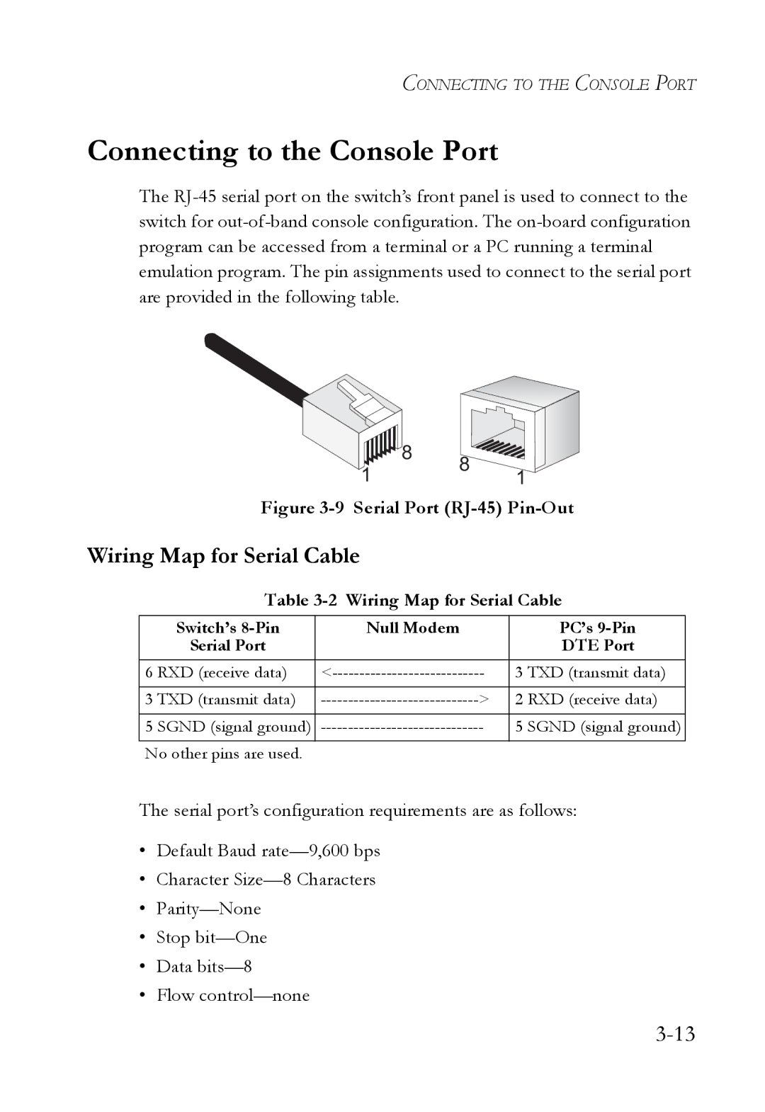 SMC Networks SMC8848M manual Connecting to the Console Port, Wiring Map for Serial Cable 