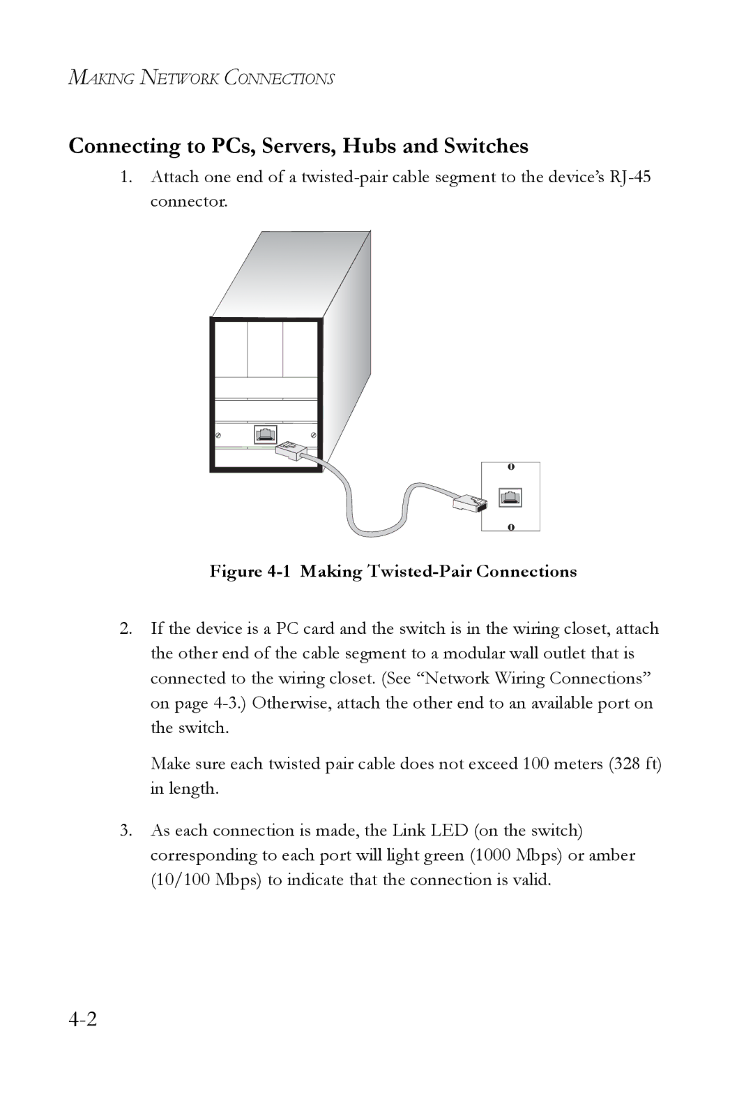 SMC Networks SMC8848M manual Connecting to PCs, Servers, Hubs and Switches, Making Twisted-Pair Connections 