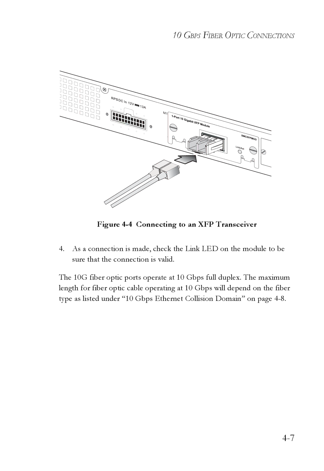 SMC Networks SMC8848M manual Connecting to an XFP Transceiver 