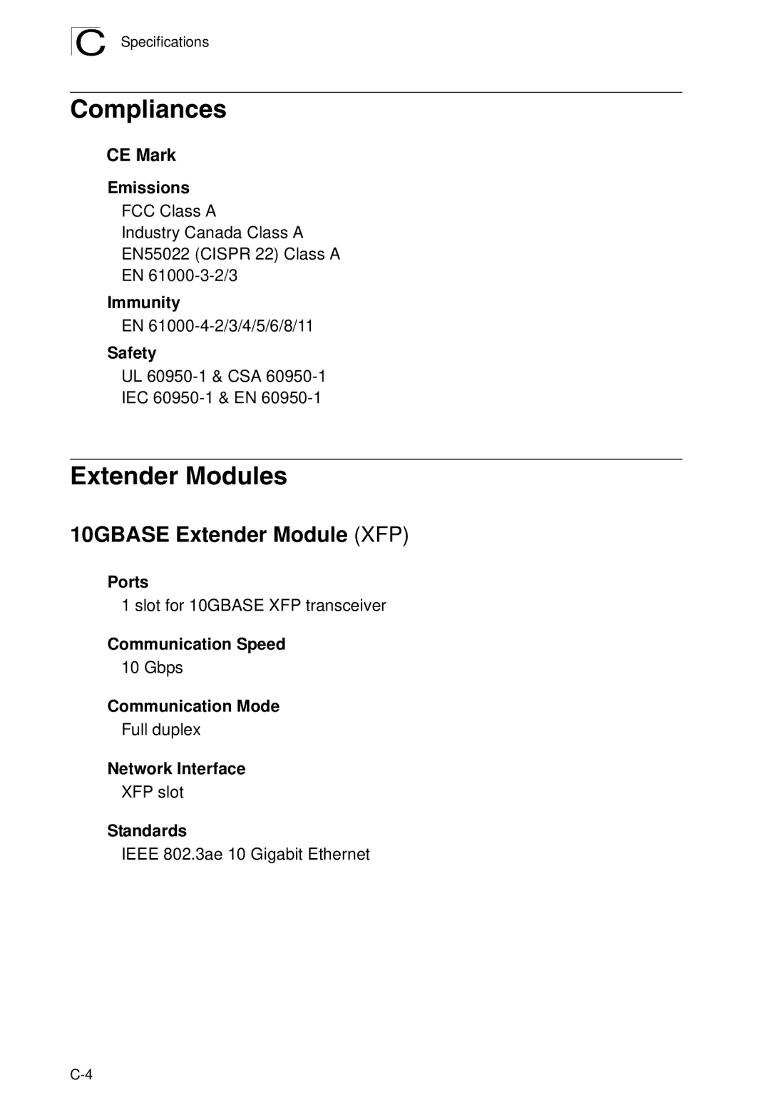 SMC Networks SMC8926EM, SMC8950EM manual Compliances, Extender Modules 