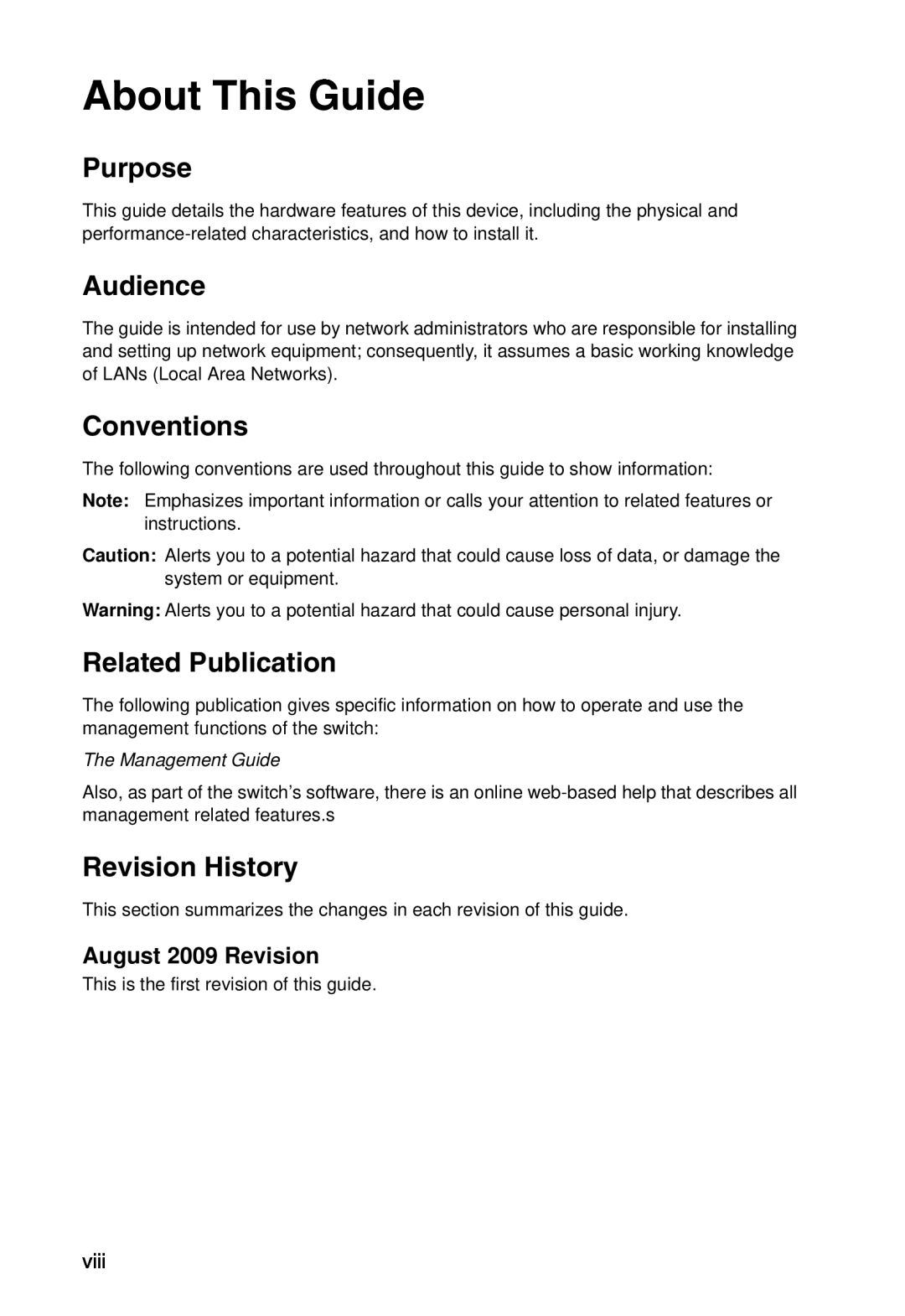 SMC Networks SMC8926EM, SMC8950EM Purpose, Audience, Conventions, Related Publication, Revision History, About This Guide 