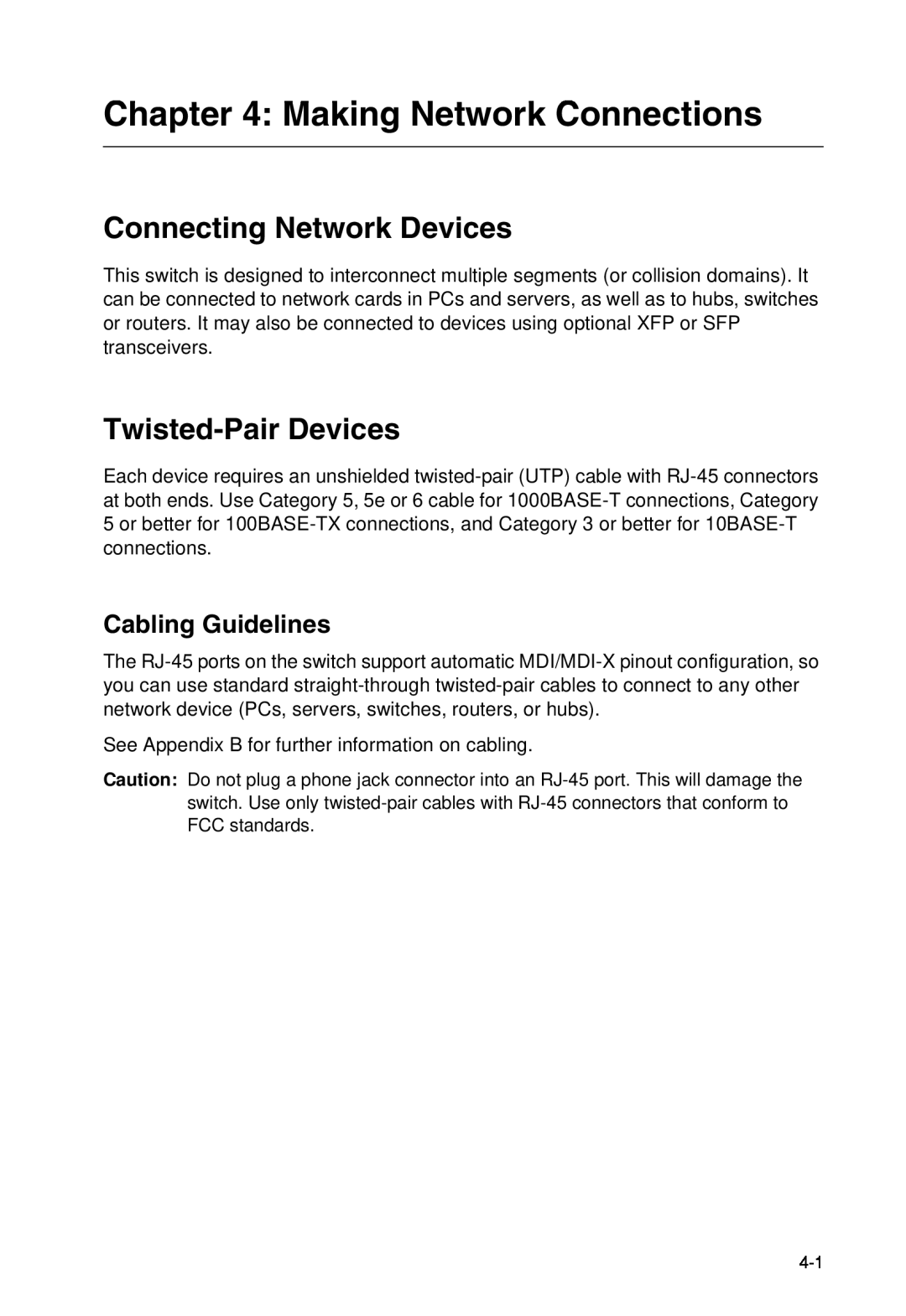 SMC Networks SMC8950EM Making Network Connections, Connecting Network Devices, Twisted-Pair Devices, Cabling Guidelines 