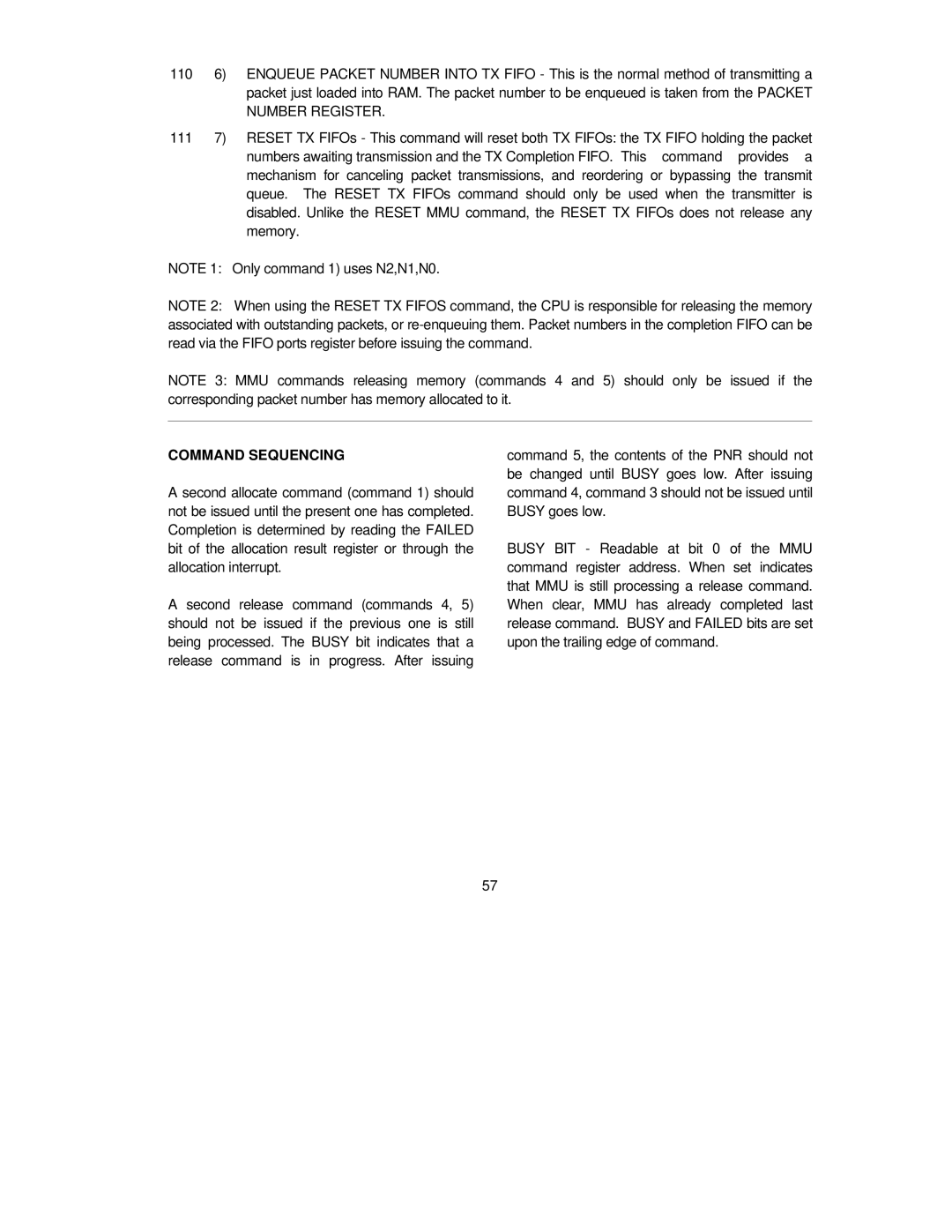 SMC Networks SMC91C95 manual Command Sequencing 