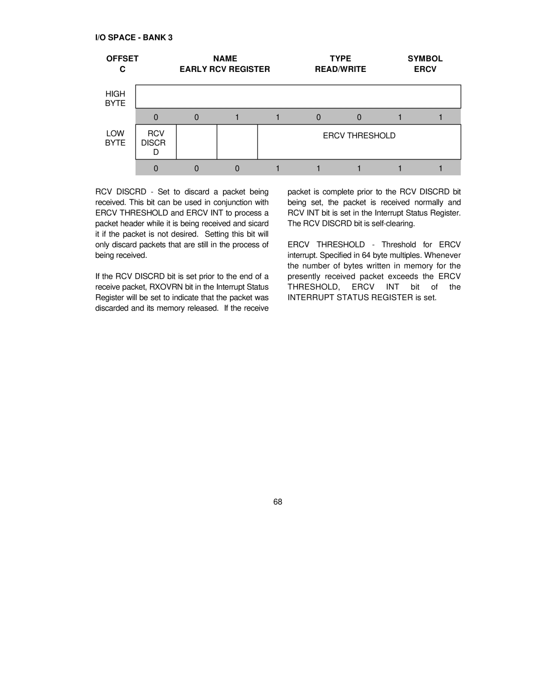 SMC Networks SMC91C95 manual High Byte LOW RCV, Byte Discr 