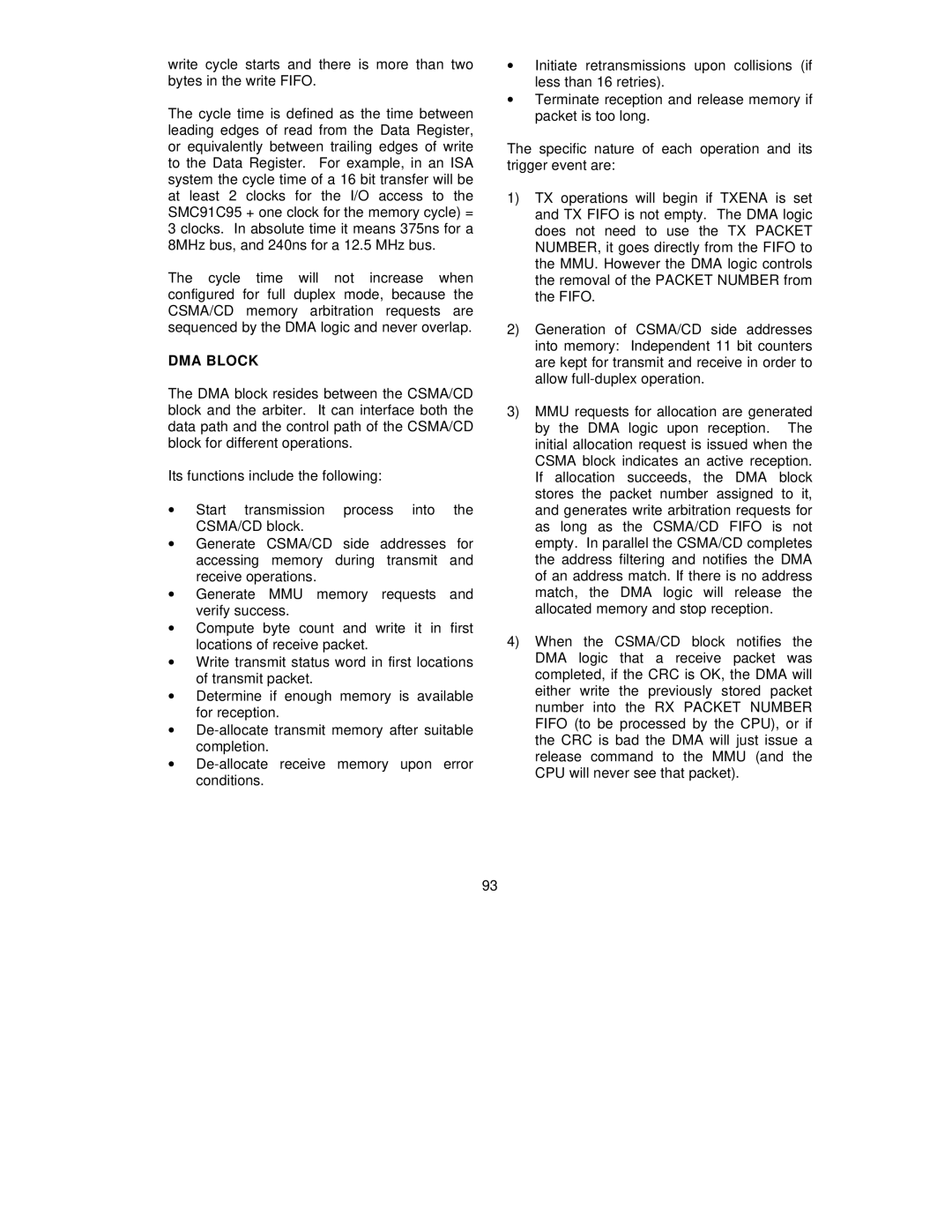 SMC Networks SMC91C95 manual DMA Block 