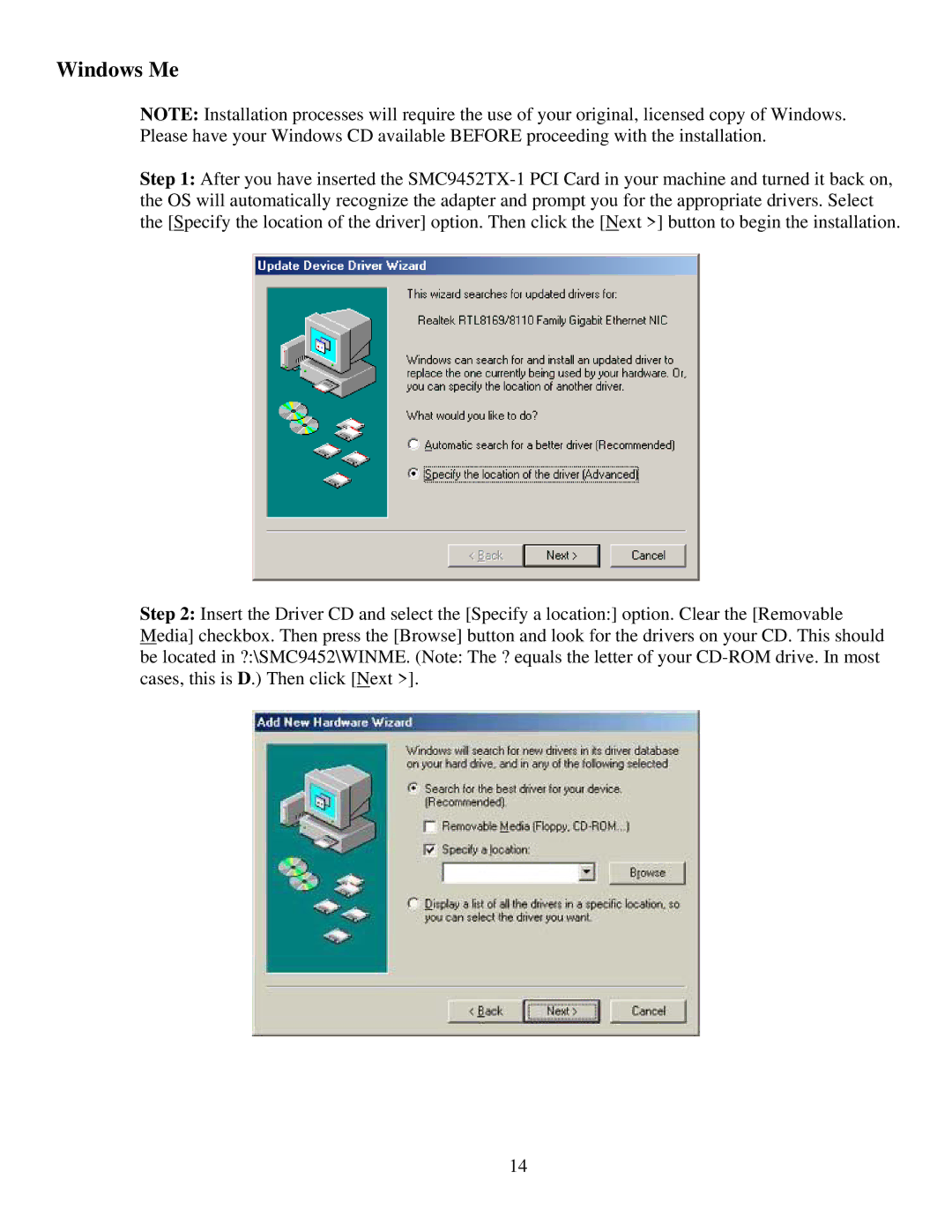 SMC Networks SMC9452TX-1 manual Windows Me 