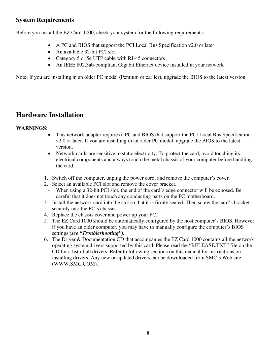 SMC Networks SMC9452TX-1 manual System Requirements 