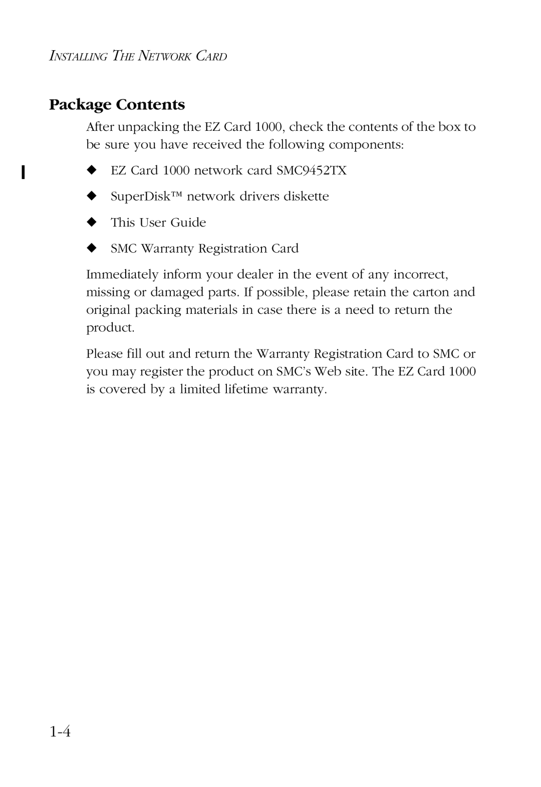 SMC Networks SMC9452TX manual Package Contents 