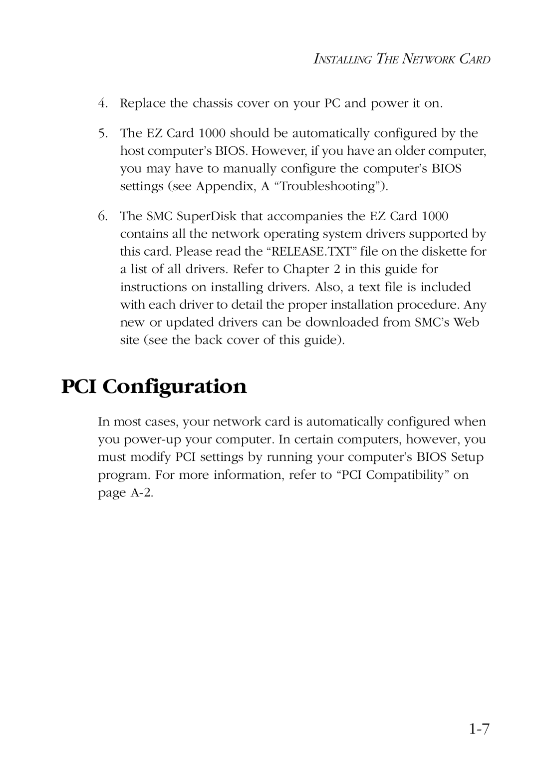 SMC Networks SMC9452TX manual PCI Configuration 