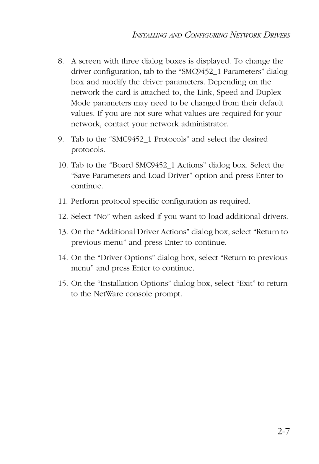 SMC Networks SMC9452TX manual Installing and Configuring Network Drivers 