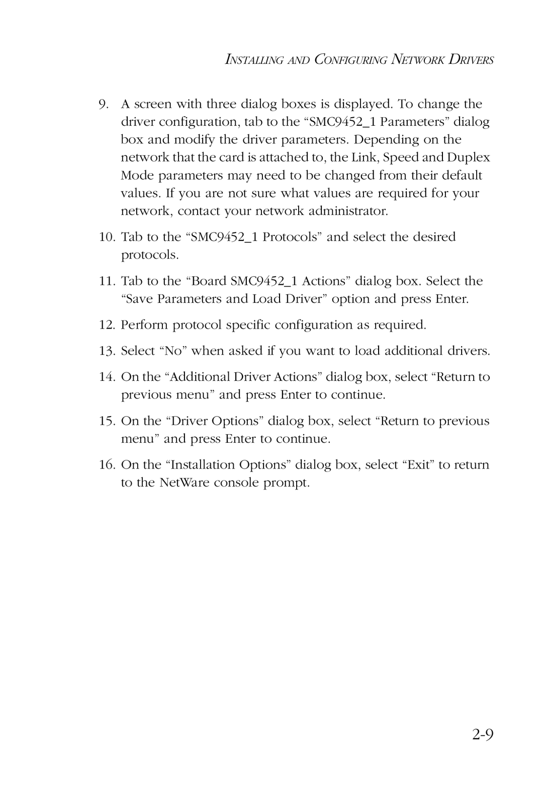 SMC Networks SMC9452TX manual Installing and Configuring Network Drivers 